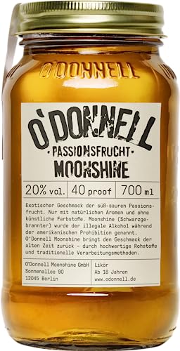 O'Donnell Moonshine Likör | im original Mason Jar | Herstellung nach amerikanischer Tradition | Premium Schnaps (1 x 0,7 l) (Passionsfrucht)