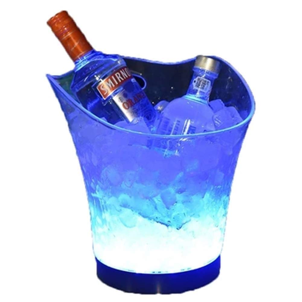 VSULZVNU Eiskübel aus transparentem Acryl, 5,5 l, gut für Wein- oder Champagnerflaschen, Eiskübel (Farbe: Blau)