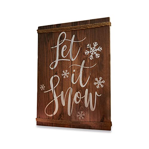 Loberon® Dekoboard Verrand, Lettering-Print, Chalet-Charme, weihnachtlicher Wandschmuck, Weihnachtsdekoration, Weihnachten, MDF, Hanf, braun/weiß