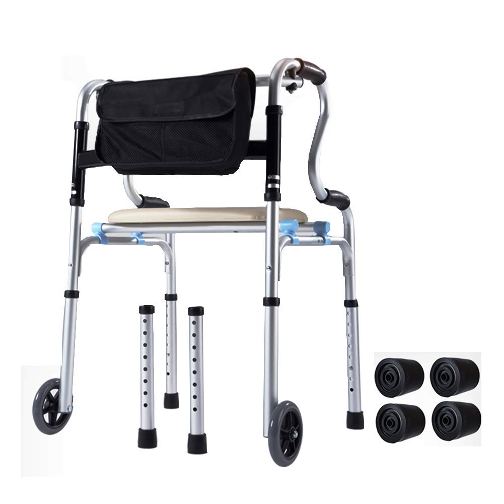 Mobility Walker Gehgestell Gehhilfe Klappbar Leicht Aluminium Höhenverstellbar Rollator für ältere Menschen Senioren Mobilitätshilfe mit Sitz Stern des Lichts Run Forward