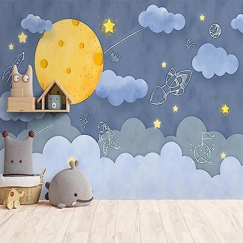 XLMING Handgemalte Cartoon-Wolken Raum Kinderzimmer 3D Tapete Home Dekoration Wohnzimmer Sofa Schlafzimmer Tv Hintergrund Wand-300cm×210cm