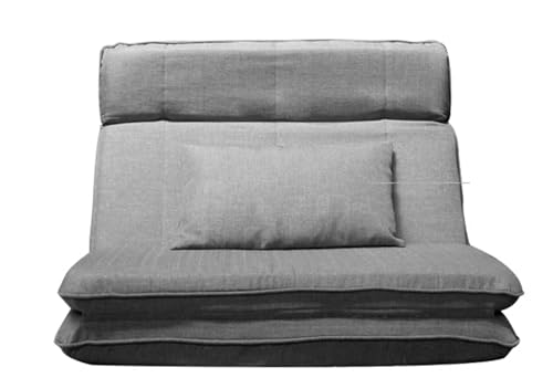 KLLJHB Bodensofa-Sessel mit 14-Fach Verstellbarer Rückenlehne, Kopfstütze und Taillenstütze, umwandelbarer Lazy-Schlafsofa-Sessel, grau (grau)