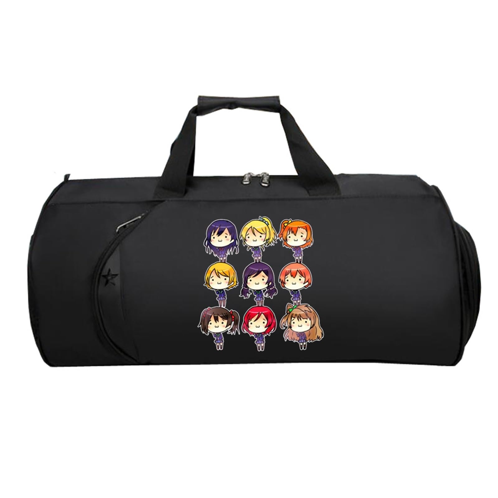 Love-live Reisetasche HandgepäCk, Leichte Faltbare Duffel Taschen, HandgepäCk füR Weekender Herren Damen Flugzeug(Black 6)