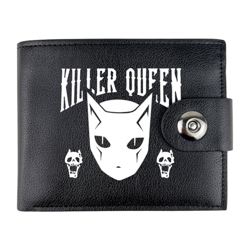 RYNDEX Jo-Jo's Bizar-re Adventu-re Geldbörse Anime, Kunstleder Kartenetui Geldtasche mit Münzfach, PU Leder Geldbörse Brieftasche Wallet, für Männer Geschenke(Color:Black 4)