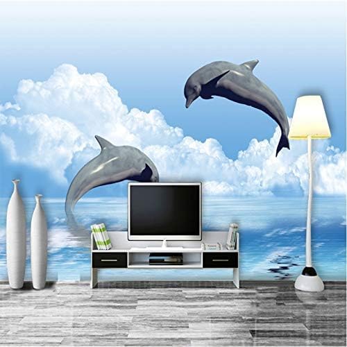 XLMING Springender Delphin 3D Tapeten Home Esszimmer Sofa Schlafzimmer Wohnzimmer TV Hintergrund-350cm×256cm