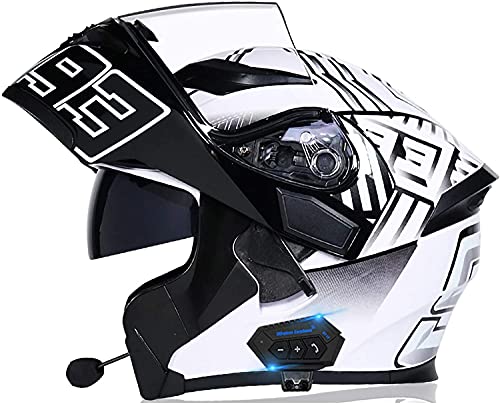 Bluetooth Motorradhelm Integralhelm Erwachsene,Klapphelm Motorradhelm ECE-Zertifiziert,Integrierter Motorradhelme Mit Doppelvisier,Für Frauen Männer Erwachsene Klapphelme (Color : Large, Größe : S)