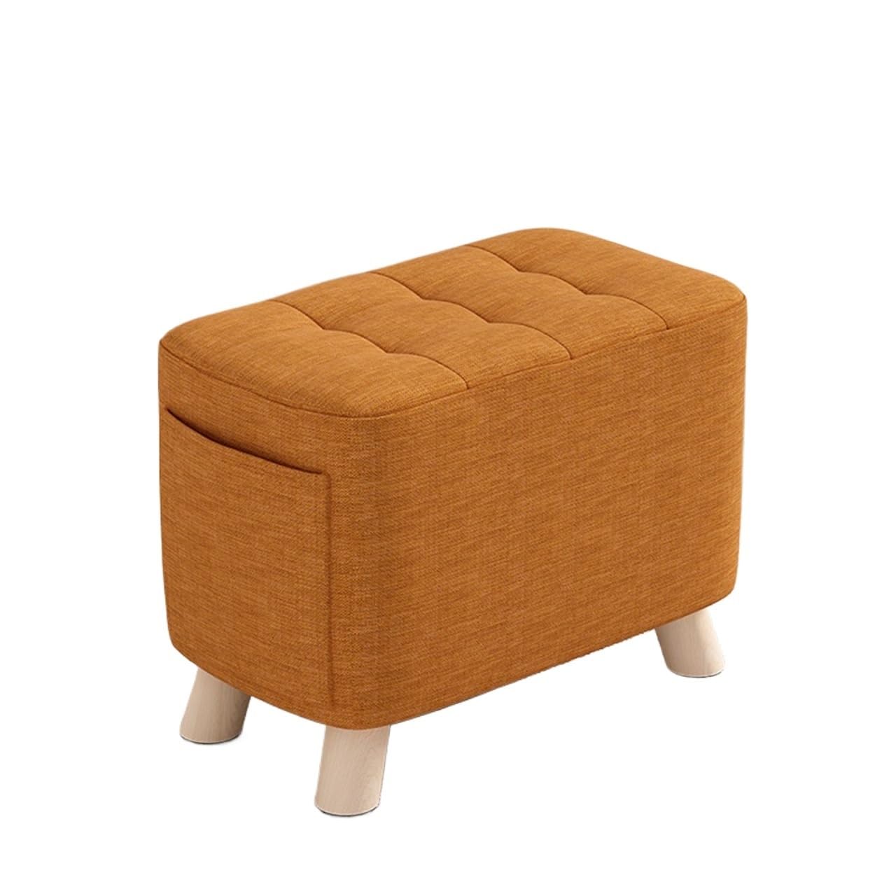 FUHAI-666 Schuhregal Einfache Kleine Hocker Hause Eingang Tür Schuhe Hocker Wohnzimmer Sofa Hocker Fußhocker Hohe Hocker Stuhl Massivholz Bank Schuhrschrank(Orange)