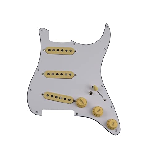 7-Wege voll beladenes vorverdrahtetes Schlagbrett für Strat-Gitarre SSS Alnico 5 Single Coil Tonabnehmer Geladenes Schlagbrett (Color : White)