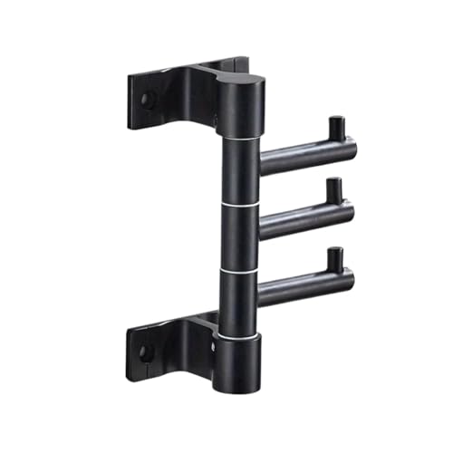 AQXYYWEI Drehbare Kleiderhaken for Aufhängen an der Wand, 3/4-Zoll-Metall-Schwenkarme, Haken for Badezimmer, Küche, Garage, Zuhause, Hotel, Büro, Schrank(Black,3 hooks)