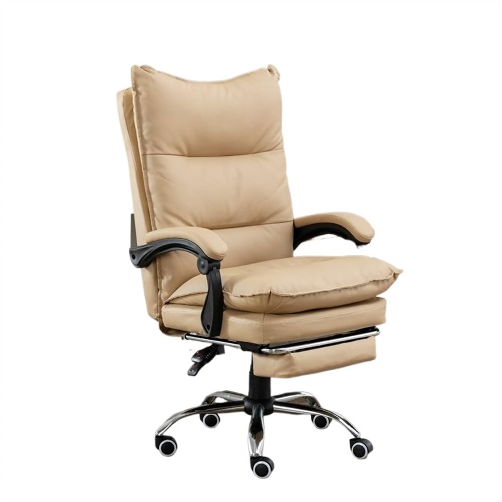 Bürostuhl Ergonomischer Chefsessel, Retro-Bürostuhl aus PU-Leder mit Gummirädern, Computer-/Büro-Schreibtischstuhl, ergonomischer dreiteiliger Bürostuhl mit hoher Rückenlehne Schreibtischstuhl(Khaki)