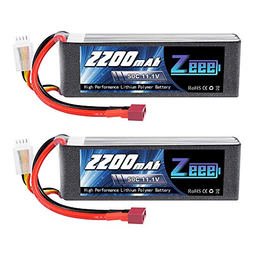 Zeee 3S Lipo Akku 11,1V 50C 2200mAh RC Batterie mit Deans T Stecker für RC Auto Truck Flugzeug Heilikopter Boot RC Hobby (2 Packungen)