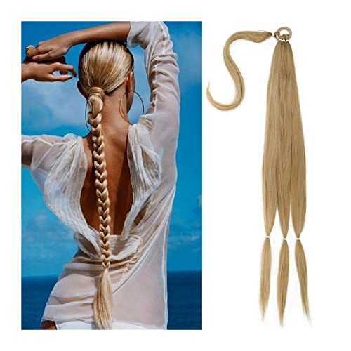 Ponytail Extension/Haarteil Binden Sie gerade umwickelnde Kunsthaarteile for Frauen for den täglichen Gebrauch, lange geflochtene Pferdeschwanzverlängerung, 80 cm lange Pferdeschwanzverlängerung mit H