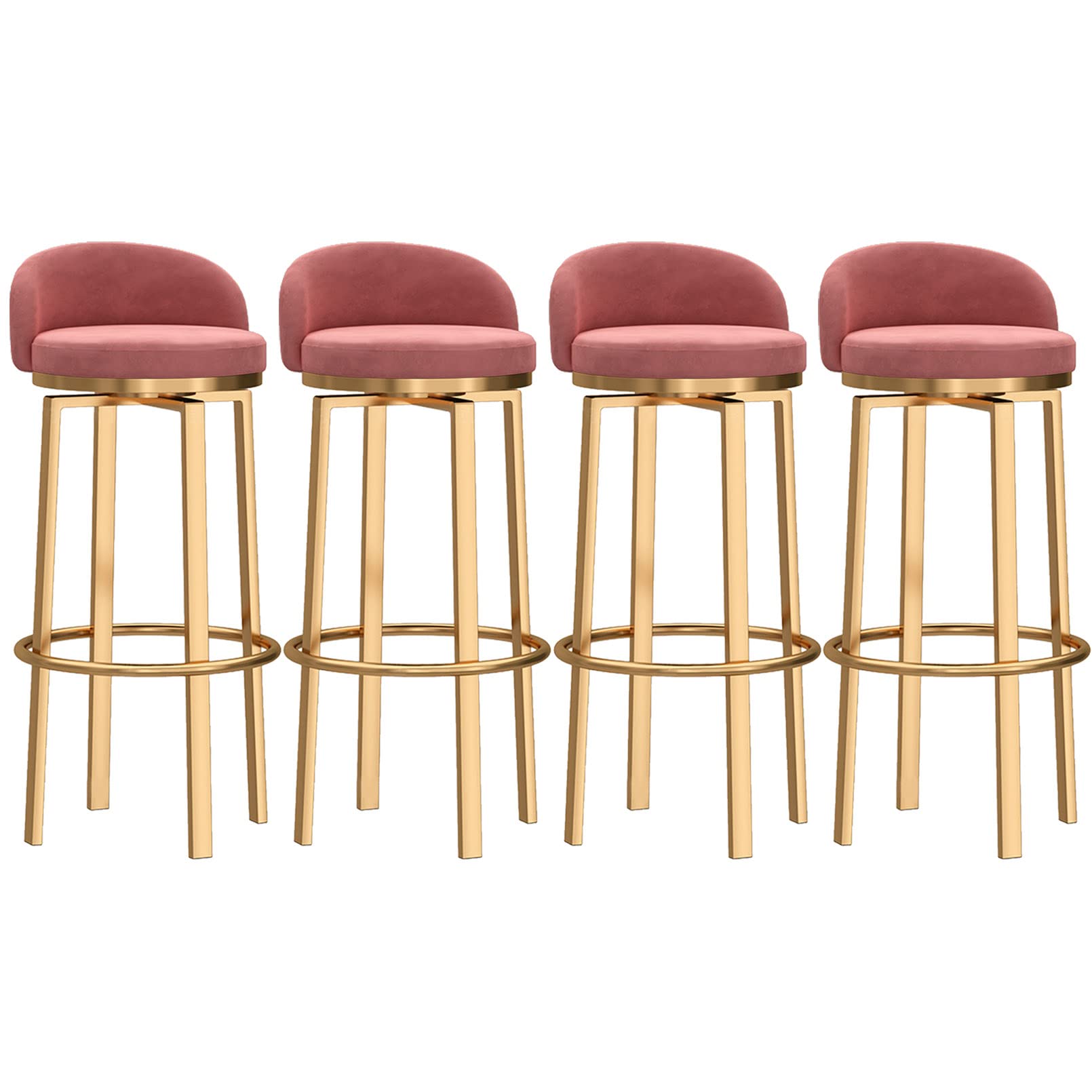 TBSZCM Drehbare Barhocker, 4er-Set, Frühstücks-/Küchenthekenhocker mit Rückenlehne und Metallbeinen, Barstühle, hohe Hocker für Kücheninseln/Hausbar, Sitzhöhe 75 cm, Rosa Run forward