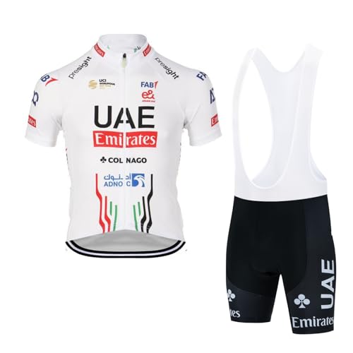 2024 Pro Team UAE Radtrikot Set für Herren, atmungsaktives MTB Radtrikot Trägerhose Kits GEL Paddad (L)