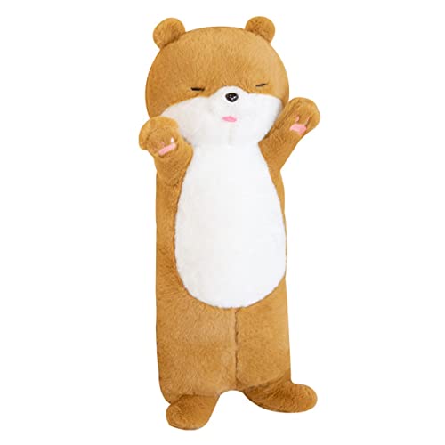 DANAIM Simulation Otter Plüsch-Umarmungskissen, 80 cm, Cartoon-Seeotter, Stofftier, Plüschpuppe, Niedliche Wildtiere, Puppen, Weihnachten, Geburtstag, for Kinder, Mädchen, Jungen(Yellow)