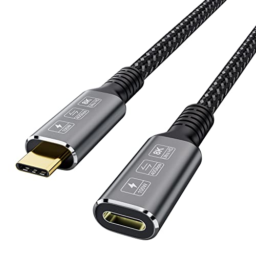 CableDeconn USB4 5K Cable M/M USB-C Compatible with TB 3 5K/4K 60Hz Video 40Gbps Data Transmissions Rate 20V 5A 100W Power Delivery 3in1 USB-C Cable for Monitors External SSD eGPU 1.2m (0.8m M/F)