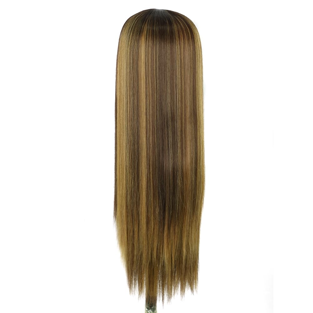 Pcivzxam Honigblonde Highlight Lace Front Perücken, Lace Gerade Klebstofffreie Perücken Yaki Straight Lace Front Wig 27, Einfache Anwendung, Robust, Feine Verarbeitung