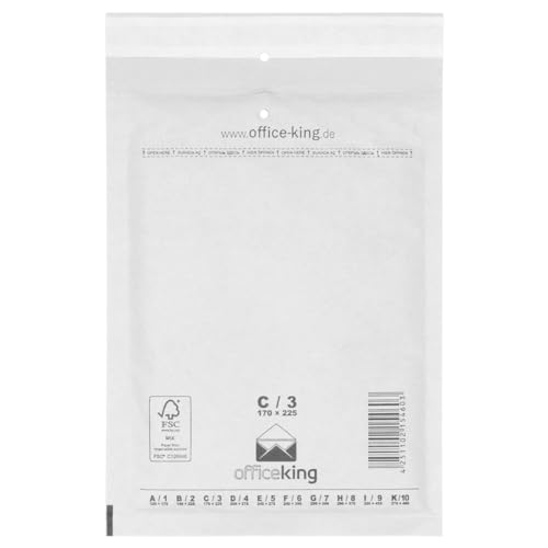 900 x Luftpolstertaschen weiss Gr. C/3 (170x225 mm) DIN A5 B6+ - Marken-Qualität von OfficeKing®