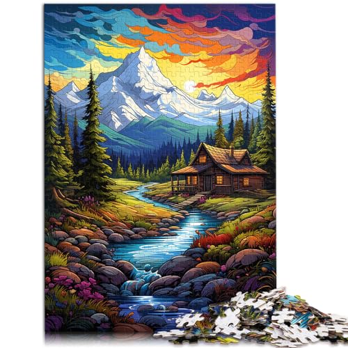 Puzzles zum Verschenken, Fantasie-Sonnenuntergang-Berge, Puzzles aus Holz mit 1000 Teilen, herausfordernd, aber unterhaltsam und humorvoll, 1000 Teile (50 x 75 cm)