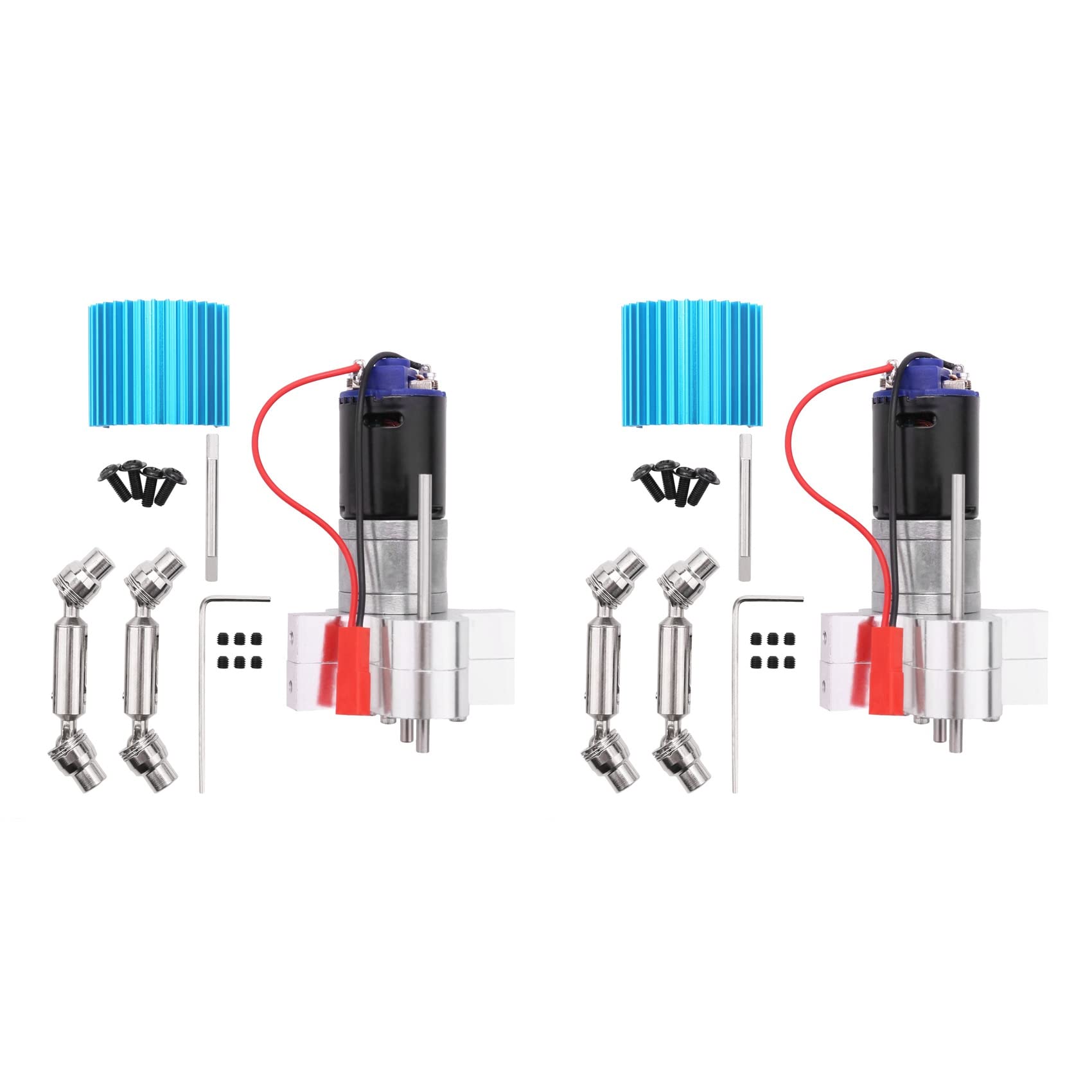 SICOSALT 2X Metall Getriebe Getriebe 370 Motor mit Antriebs Welle Upgrade Zubehör für C14 C24 B24 B36 MN D90 MN99S RC Auto, Silber