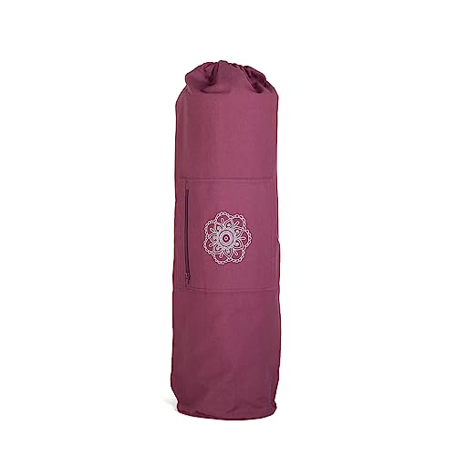 SURYA BAG COTTON Yogatasche groß, (nicht nur) für Schurwollmatten, 100% Baumwolle, aubergine, XL-Format für Yogamatten mit 60cm, 75cm, oder 90cm Breite, extra big