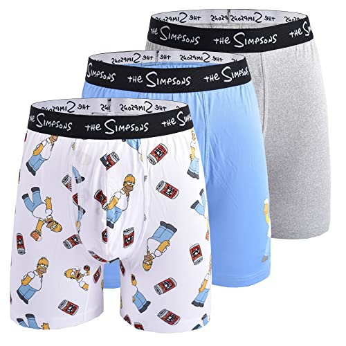 The Simpsons Herren 3er-Pack Komfort-Boxershorts Retroshorts, Weiß, XL