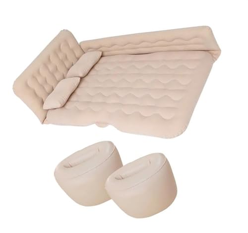 GLILAR Auto Luftmatratze Auto Luftmatratze Hinten Auto Bett Aufblasbares Kissen Isomatte Luftkissen Klappmatratze Reisebett Autozubehör Universal Luftbett(Beige)