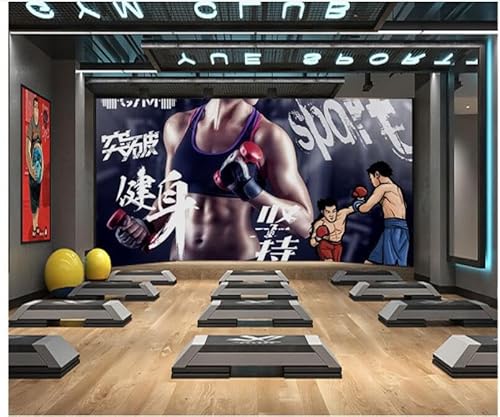 tyujlkjddlf Tapete Wandbild 3D Benutzerdefinierte Fitnessstudio Sport Tapete Wandbild Tanz Yoga Boxen Fitnessstudio Taekwondo Hintergrund Club Poster Tapete-200Cmx140Cm