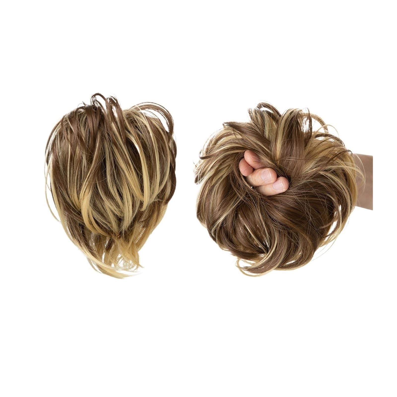 Haarteil Synthetisches Kunsthaar, Dutt, lockiges Band, Haarteil, Haargummi, Scrunchie, Scrunchy Wrap, unordentliches Stück, elastisch, Afro, Chignon, Cheveux, Schwanz, Hochsteckfrisur for Damen Haarve