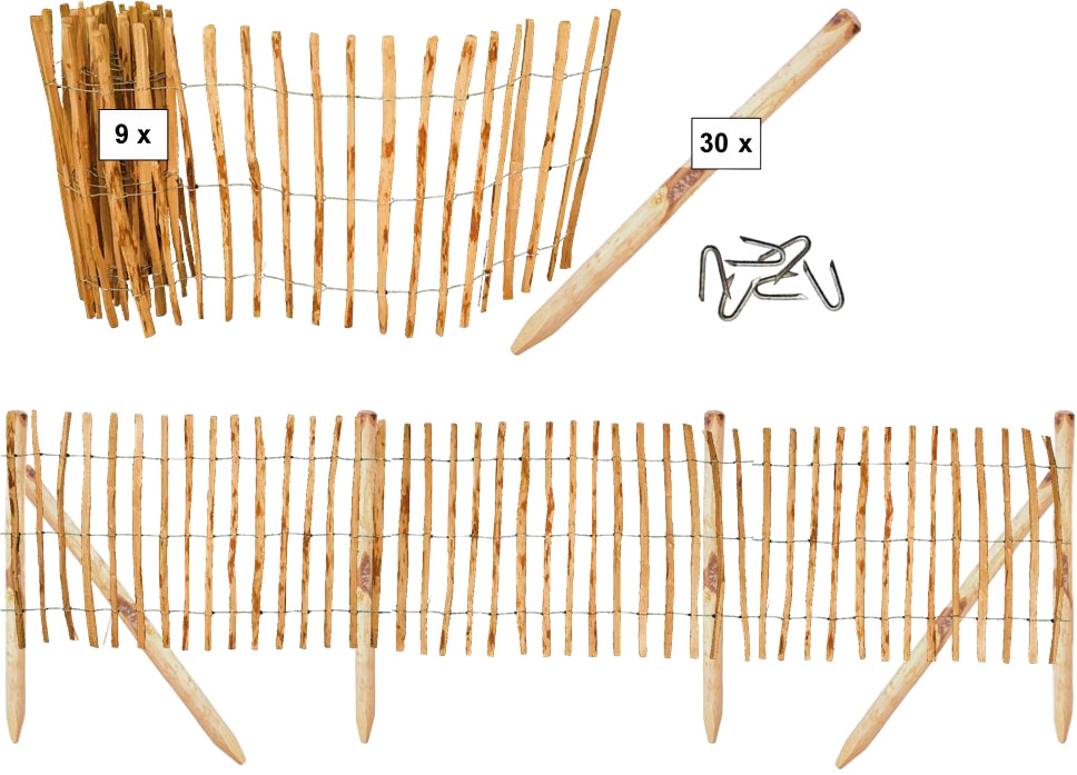 Tetzner & Jentzsch Gartenzaun "Rollzaun Rosswell 7", 90 cm hoch, 9 Elemente für 45 Meter Zaun, mit 30 Pfosten