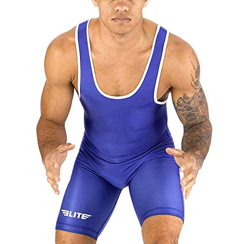 Elite Sports Herren Wrestling Singlets Standard Singlet für Männer Wrestling Uniform (Blau, Klein)