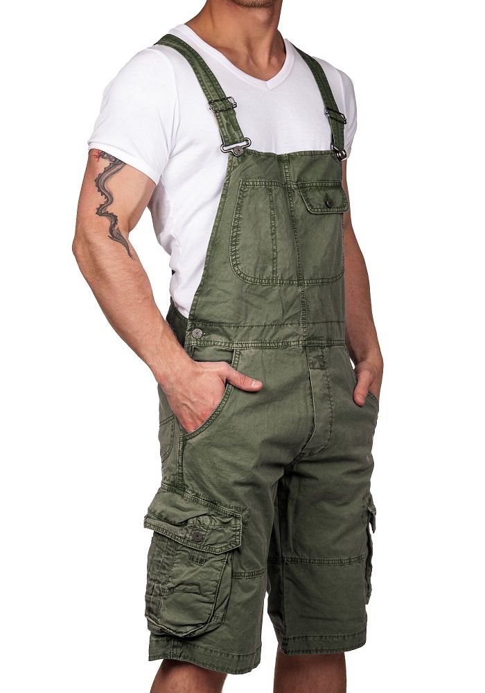 Jet Lag Herren Latzhose Overall Shorts olive M