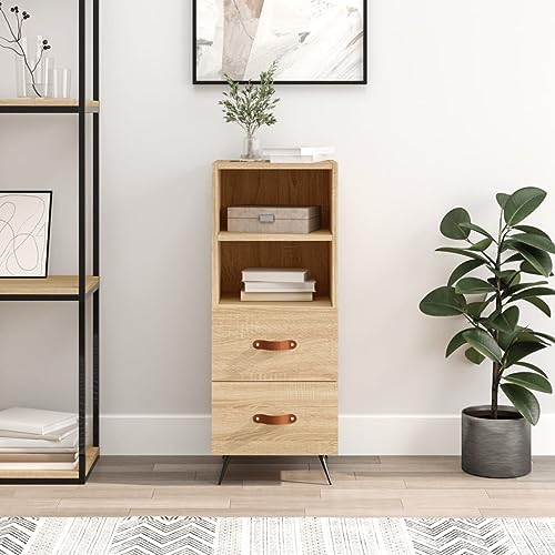 CCCINER Sideboard Sonoma-Eiche 34,5x34x90 cm Holzwerkstoff,Zeitloses Sideboard mit viel Stauraum aus Holzwerkstoff und Metallbeinen in SonomaEiche