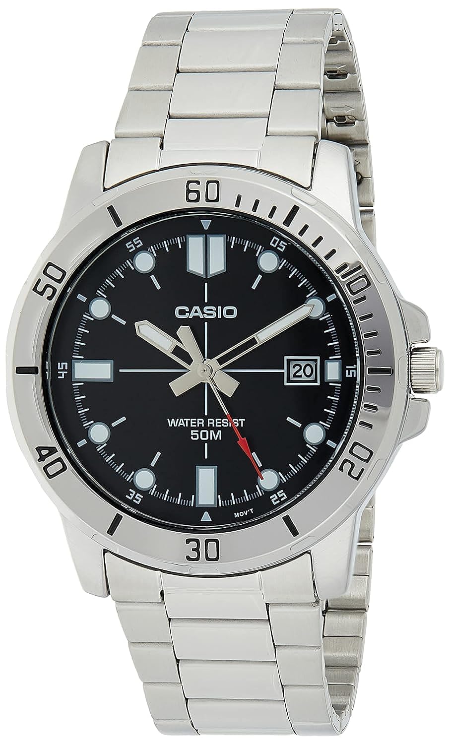 Casio MTP-VD01D-1EV Men's Enticer Stainless Steel Black Dial Casual Analog Sporty Watch