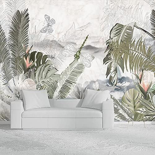 XLMING Vintage Hand Gemalte Botanische Blätter 3D Tapete Home Dekoration Wohnzimmer Sofa Schlafzimmer Tv Hintergrund Wand-150cm×105cm