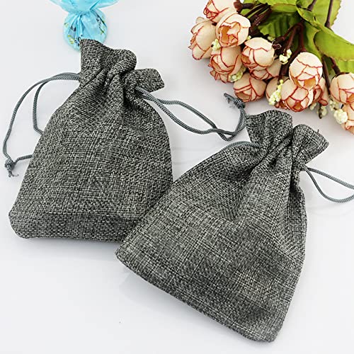 50 Stück/Packung (15 x 20 cm) Vintage Natural Jute Gift Candy Bag Wedding Party Favor Pouch Birthday Supplies Drawstrings Jute Gift Bag-grey,9x12cm mabu