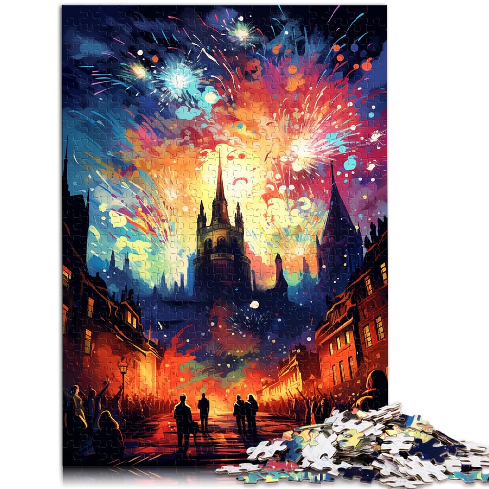 Puzzle für farbenfrohe Edinburgh-Puzzles, 1000 Teile, Holzpuzzle, Familienspiel zum Stressabbau, schwieriges Herausforderungspuzzle, 1000 Teile (50 x 75 cm)