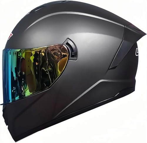 Integral-Motorradhelm Mit Doppeltem Antibeschlag-Visier, DOT/ECE-Zugelassener Integral-Motorradhelm Für Männer, Frauen, Erwachsene F,L59~60CM