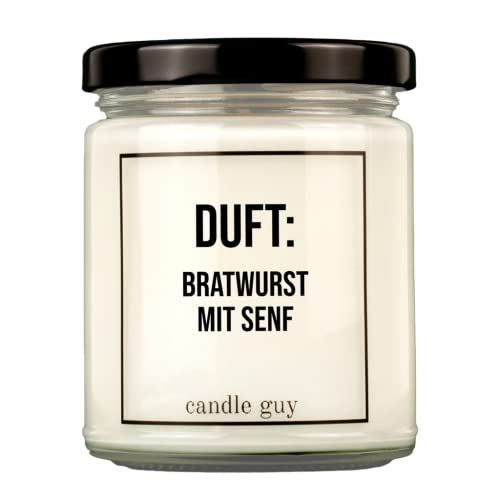 candle guy Duftkerze | Duft: Bratwurst mit Senf | Handgemacht aus 100% Sojawachs | 70 Stunden Brenndauer