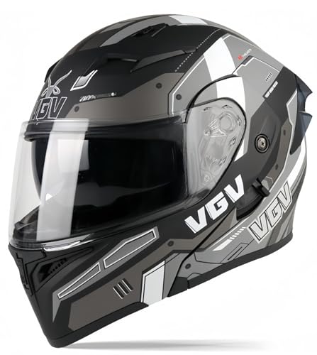 Klappbarer Motorradhelm Mit Doppelvisier, Motocross-Helme, ECE-Geprüfter Motorrad-Sturzhelm Für Erwachsene, Helm Mit Doppelvisier, Herren Und Damen E,M57-58CM