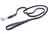 CopcoPet - Hundeleine Blau 2 m x 12 mm aus hochwertigem Rindsleder - Weiche Fettlederleine mit Chrom Karabiner - Geflochtene Führleine für Hunde - Hunde Zubehör 100% Handmade in Germany