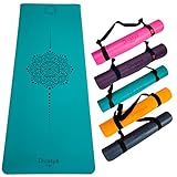 DIVASYA Yogamatte "professional grip - happy petrol", Naturkautschuk & veganes PU-Leder, 185 x 68 x 0,45cm