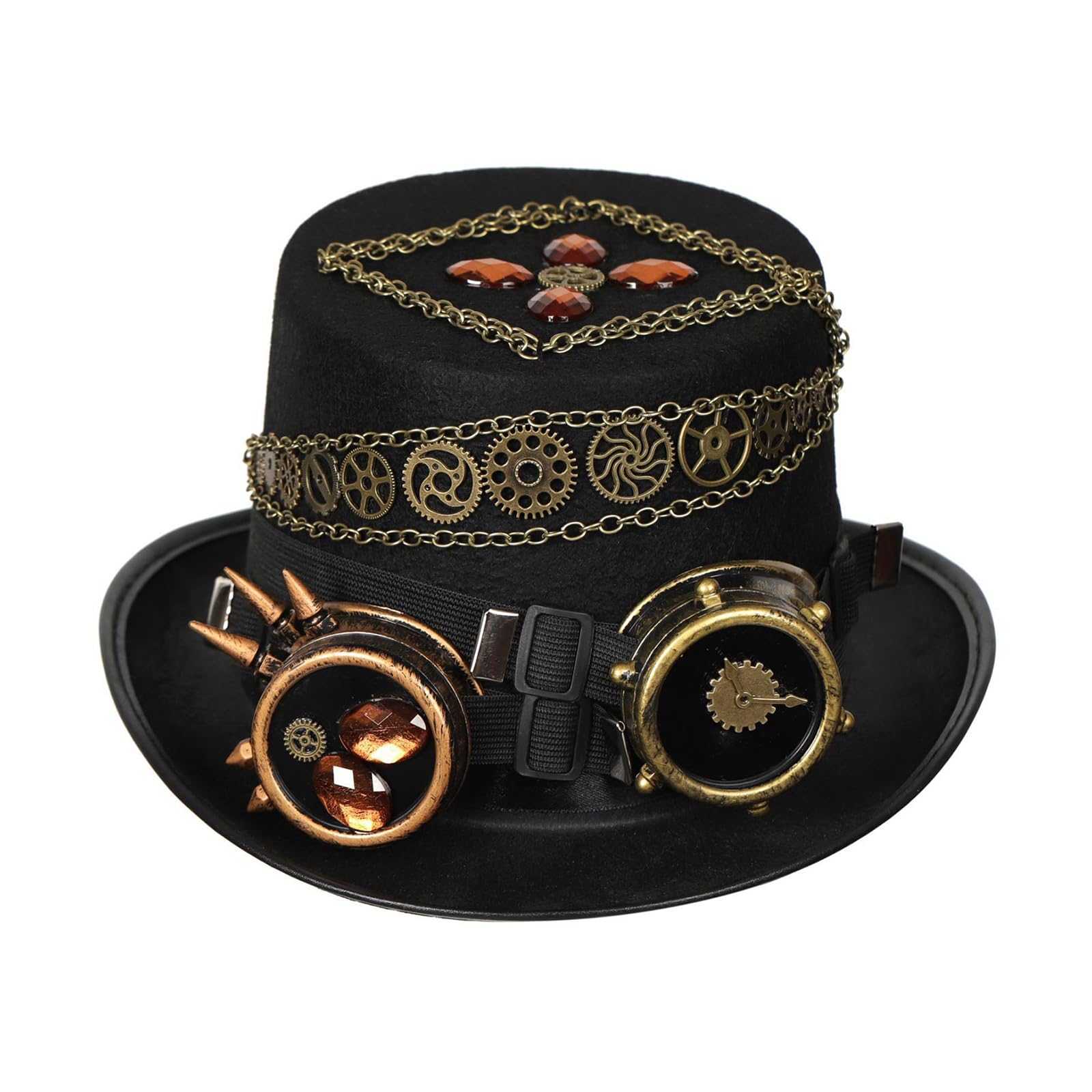 LARUISEE Unisex Zylinder Industrial Age Gothic Kristall Cosplay Für ComicCon Party Zubehör Industrial Age Cap Top Hat Bühnenhut