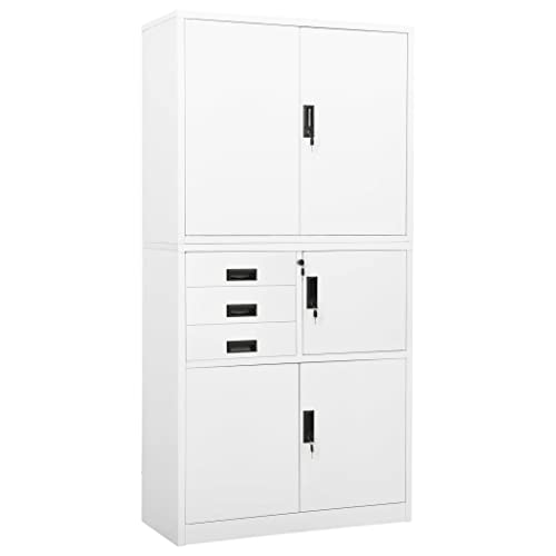 KLYEON Büroschrank Weiß 90x40x180 cm Stahl, Aufbewahrungsschränke & Schließfächer