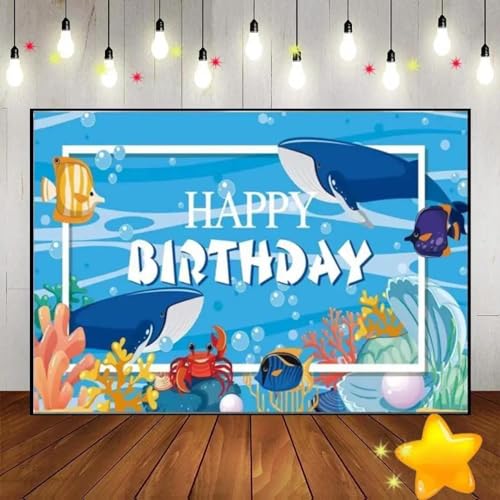 Wal Unter Dem Meer Ozean Krabbe Blau L Geburtstag Dekoration Hintergrund Junge Kuste Hintergrund Banner Fotografie Kulissen 350x230cm