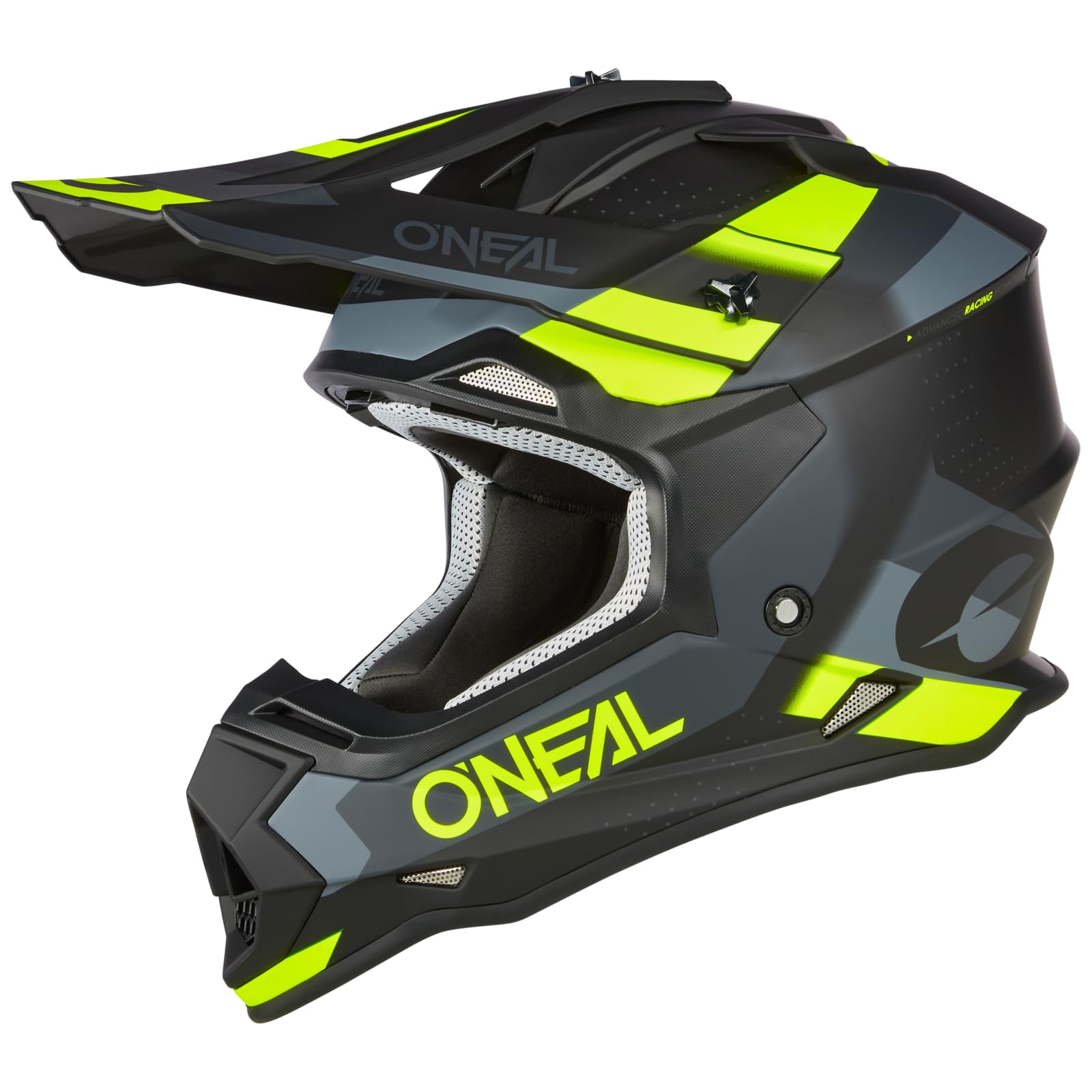 O'NEAL | Motocross-Helm | MX Enduro | ABS-Schale, Lüftungsöffnungen für optimale Kühlung | 2SRS Helmet SPYDE V.23 | Erwachsene | Schwarz Grau Neongelb | Größe XL (61/62 cm)