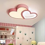 LED Moderne Kinderzimmerlampe Herz Deckenleuchte Dimmbar Mit Fernbedienung Acryl Schirm Jungen Mädchen Schlafzimmer Deckenlampe Wohnzimmer Esszimmer Kronleuchter Cartoon Design,Rosa