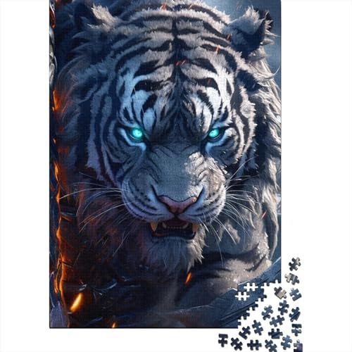 Graufang-Tiger-Puzzles für Erwachsene und Teenager, schwierige, anspruchsvolle Puzzles mit 1000 Teilen, Lernspielzeug, Familienspiele (Größe 75x50cm)