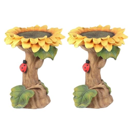 Carriere Sonnenblumen-Vogelbad-Sockel Aus Polyresin, Handgefertigte Sonnenblumen-Geschenke für Den Garten im Freien, Vogelbad-Brunnen, Gartendekoration