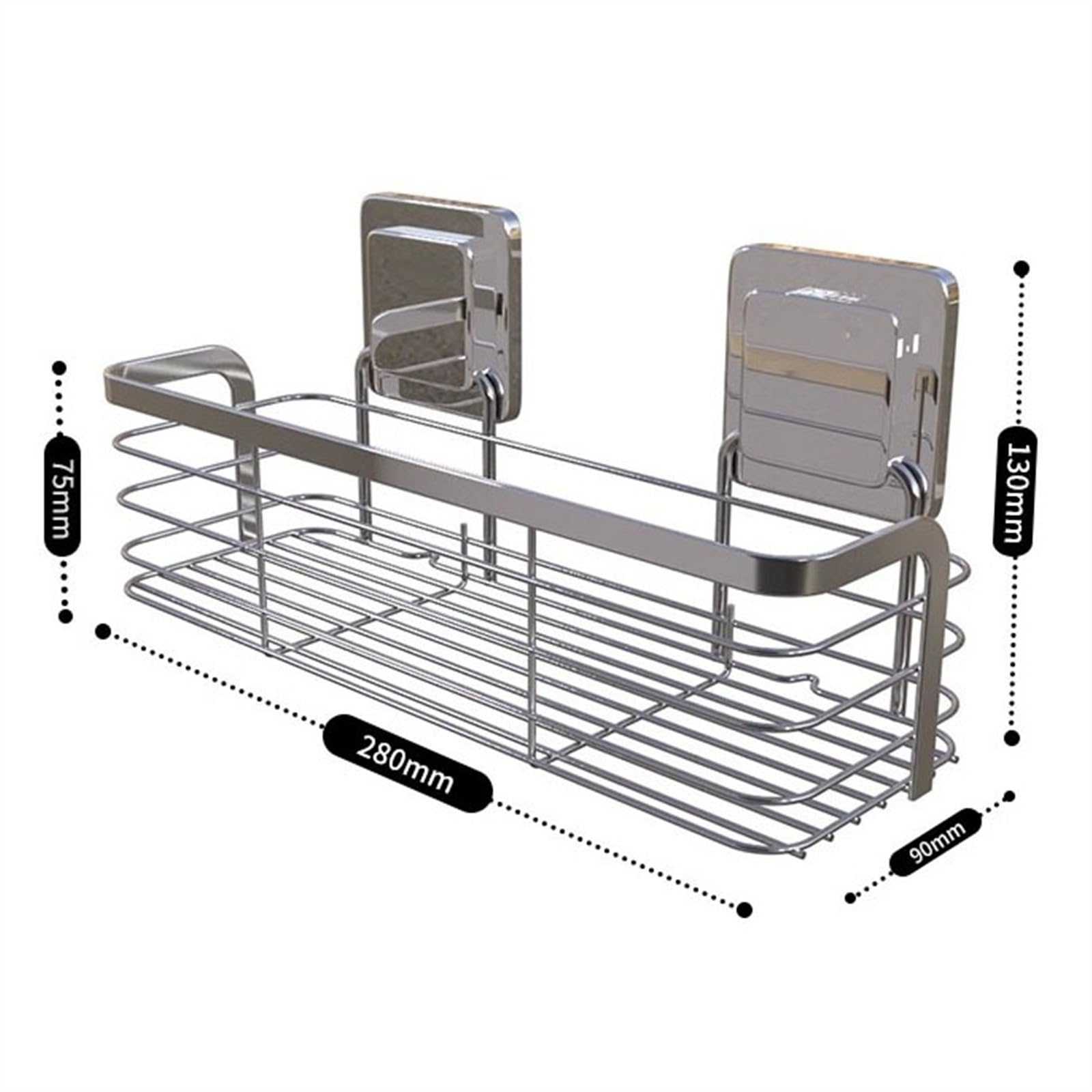 Badezimmerregal für Bad und Küche Duschcaddy, selbstklebendes Duschregal for Aufhängen, Duschregale aus Edelstahl, an der Wand montierter Aufbewahrungskorb ohne Bohren for Badezimmer und Küche Duschab